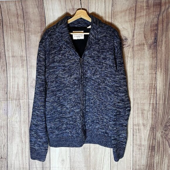 EUC Weatherproof Vintage Sweater Shawl Collar Button Front Cardigan Navy Blue L - Picture 1 of 8